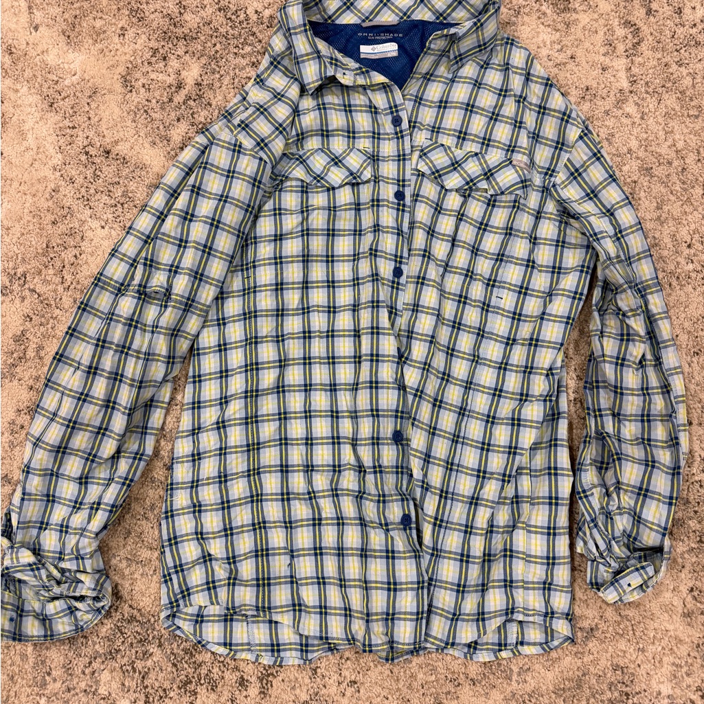Columbia Omni-Shade Casual Plaid Button-Up Shirt - Men’s Xl